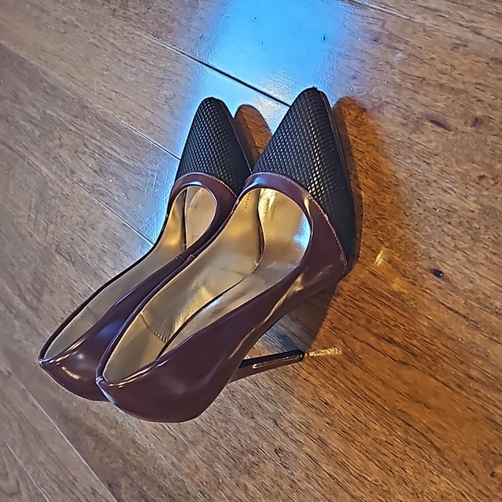 Charlotte Russe Purple and Black Heels with Pointed Toe and High Thin Heel